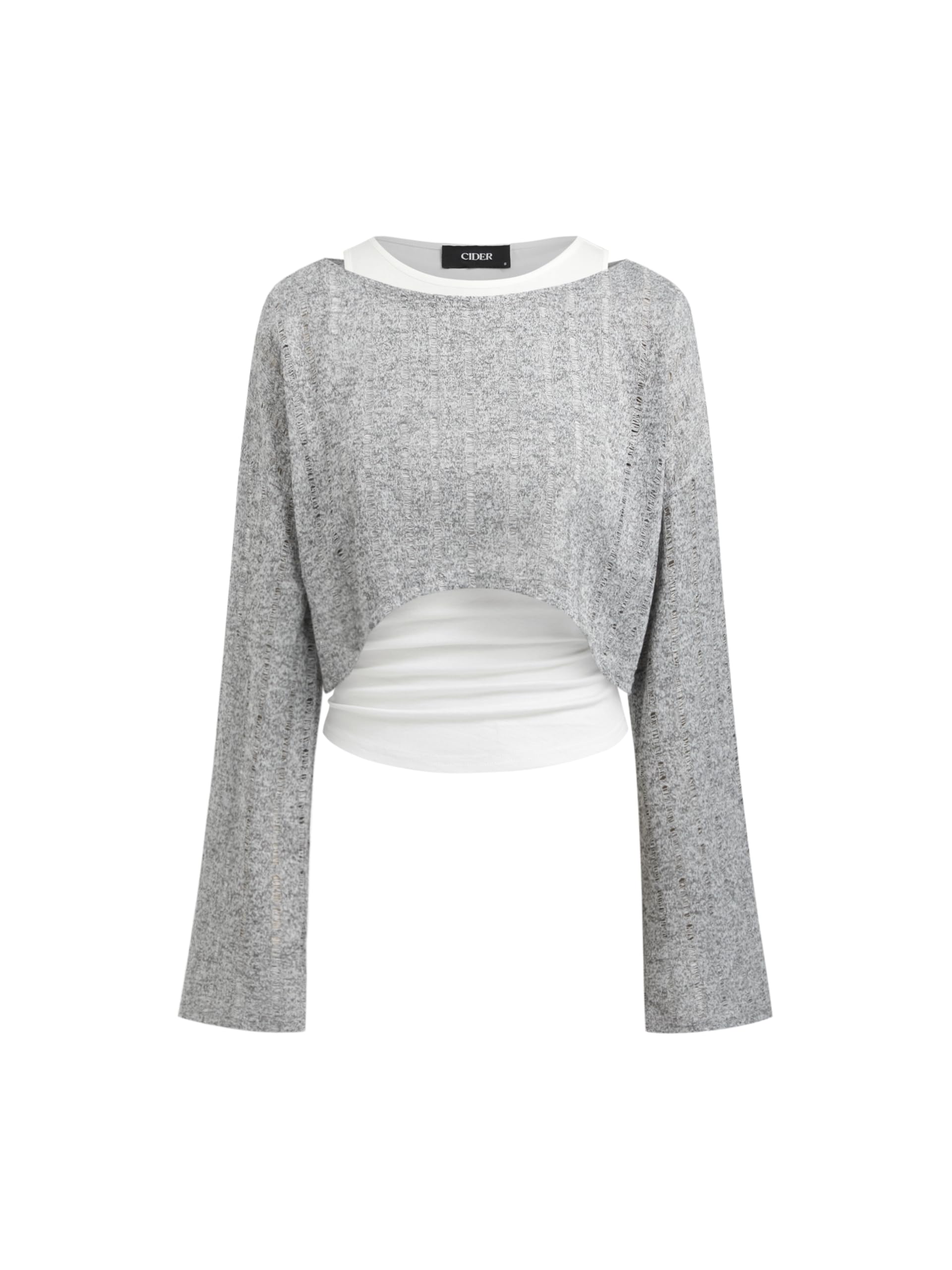 cider Cropped Knit Sweater Set Two Piece Long Sleeve Tank Top-picture-22