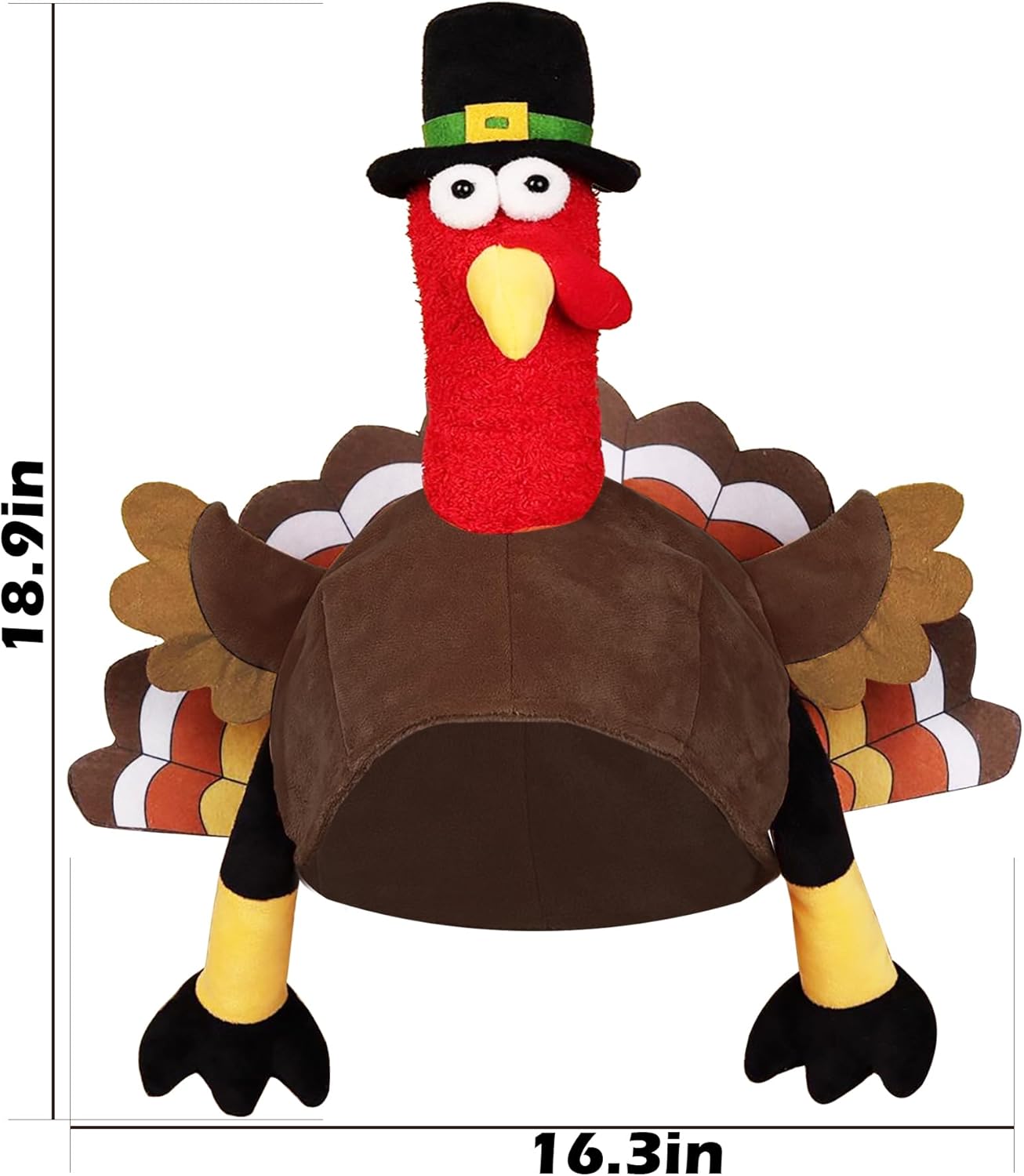 Thanksgiving Plush Turkey Hat for adults, Turkey Funny Hat for Thanksgiving Night Event - Image 5