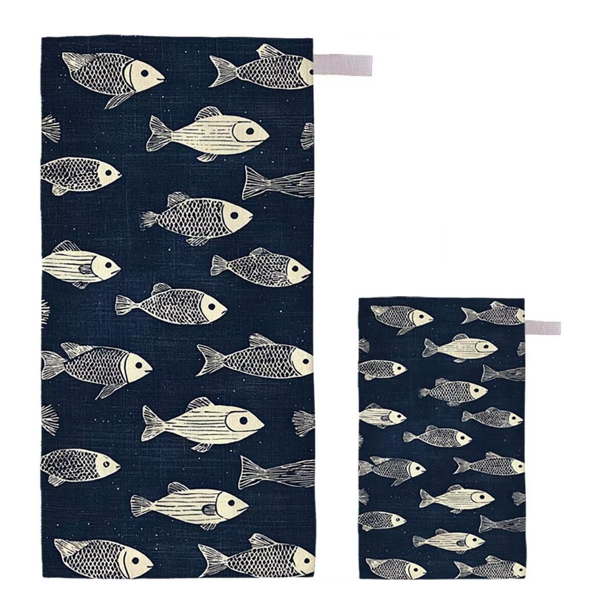 Telo Mare XXL 100x200cm/35x70cm, 2 Set Telo Mare Microfibra Pescare Asciugamano Palestra Uomo, Antisabbia, Leggero, Asciugatura Rapida, Teli da Spiaggia Grandi Accessori per Camping Natation Yoga G-91