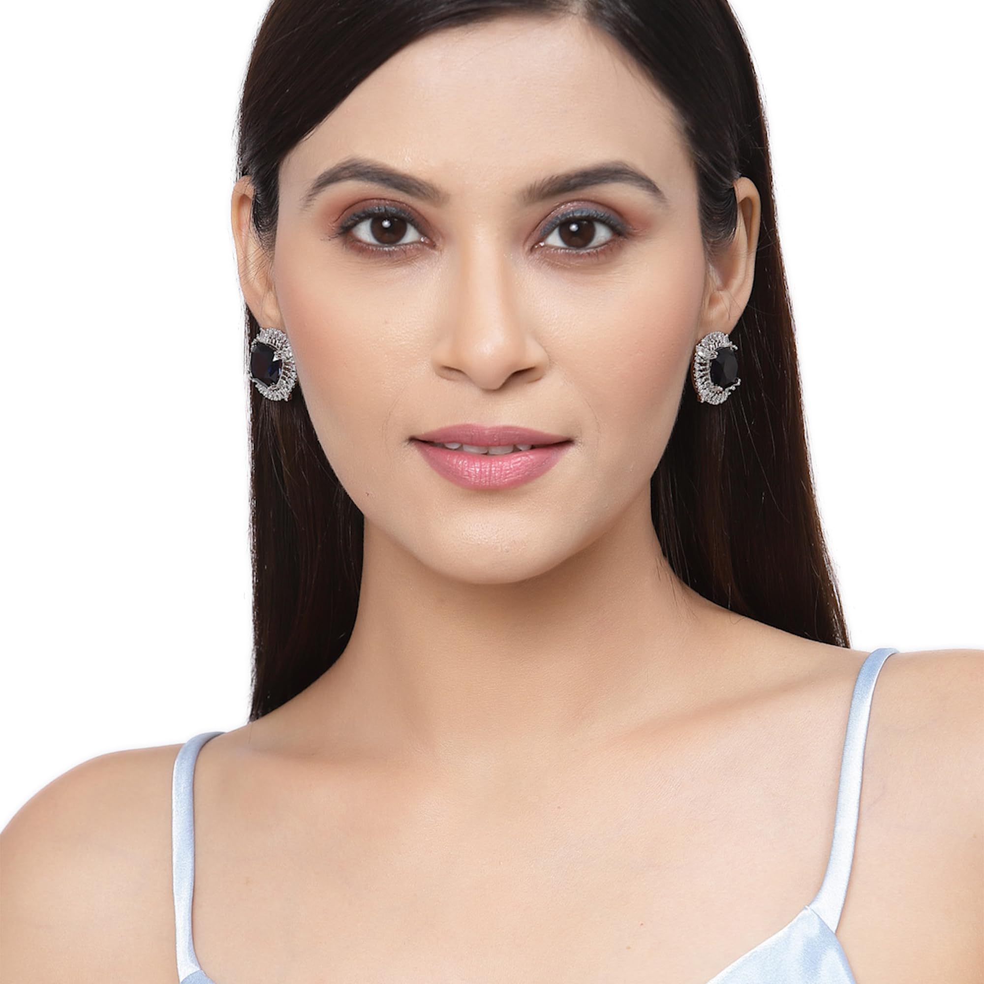 Rhodium-Plated Diamond Stud Earrings