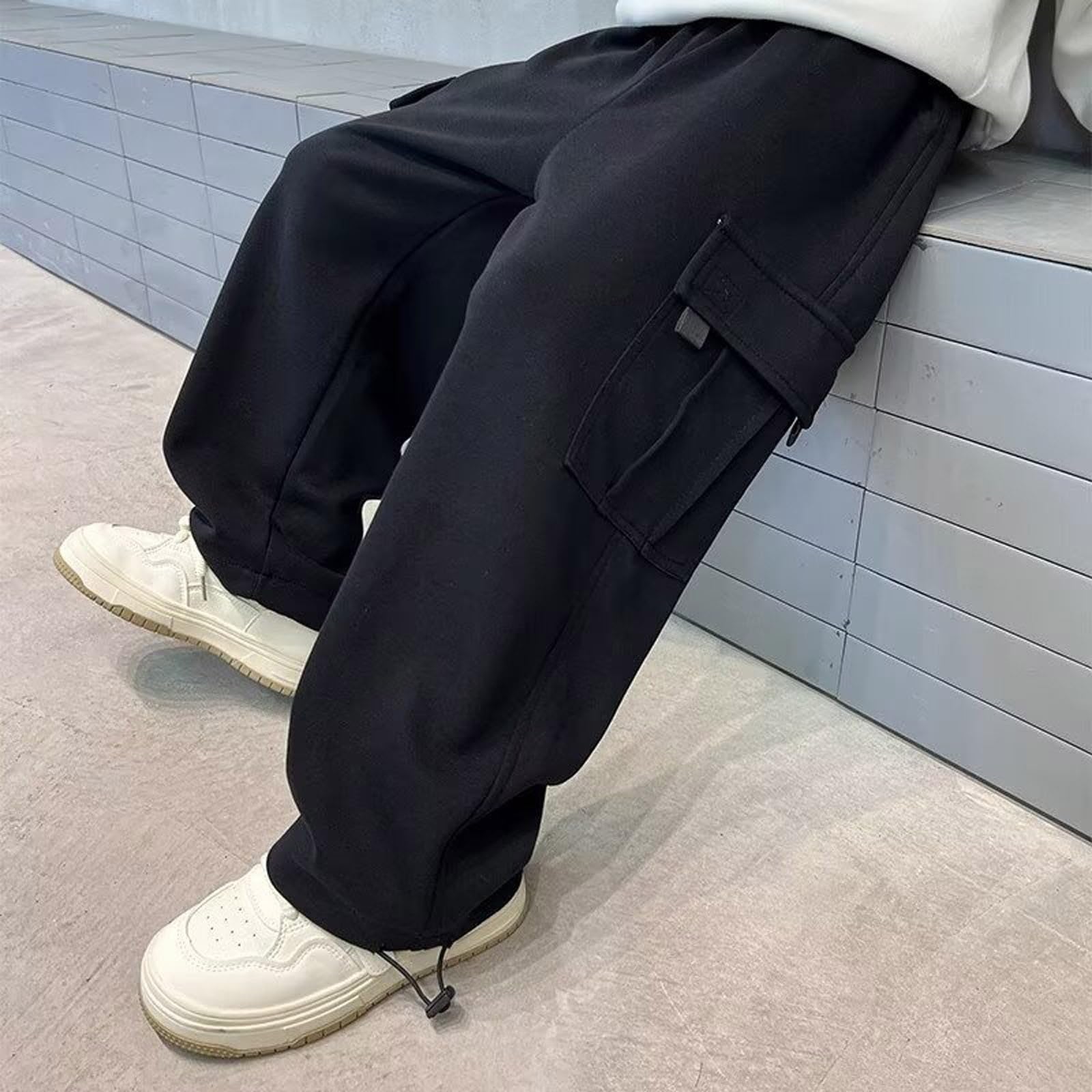 Generico Pantaloni Cargo Bambino 8-15 Anni Invernali con Elastico in Vita Pantaloni Baggy Bambini Trekking Casual con Tasche Hip Hop Jogging Ragazzo Sportivi Comodi