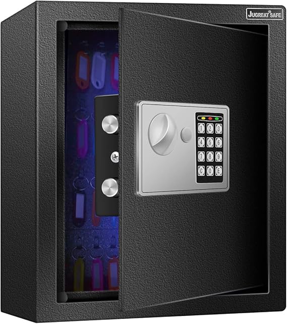 JUGREAT 80 Keys Cabinet with Sensor Light,Electronic Key Safe,Pin Code Keyless Storage Box for Keys,Secure Wall Mount Safe with 80 Key Tags