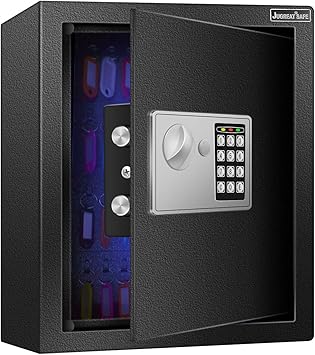 JUGREAT 80 Keys Cabinet with Sensor Light,Electronic Key Safe,Pin Code Keyless Storage Box for Keys,Secure Wall Mount Safe with 80 Key Tags