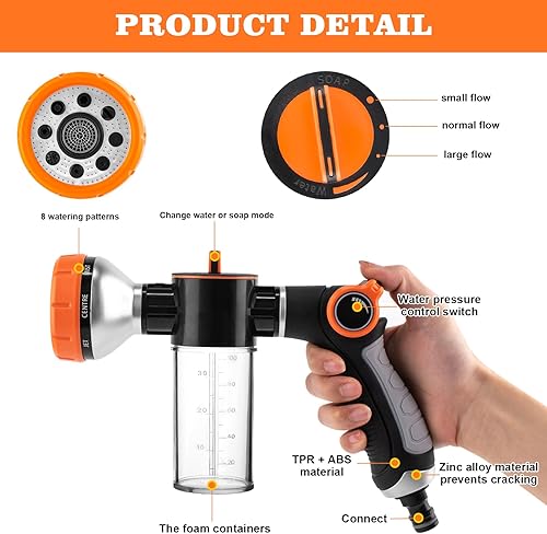 Miniatura 9 de Lavado mejorado para perros Pup Jet para exteriores, accesorio de manguera de champú para perros con dispensador de jabón, accesorio de manguera de