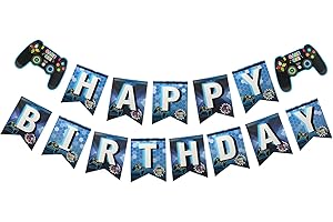 Blue Video Game Happy Birthday Banner