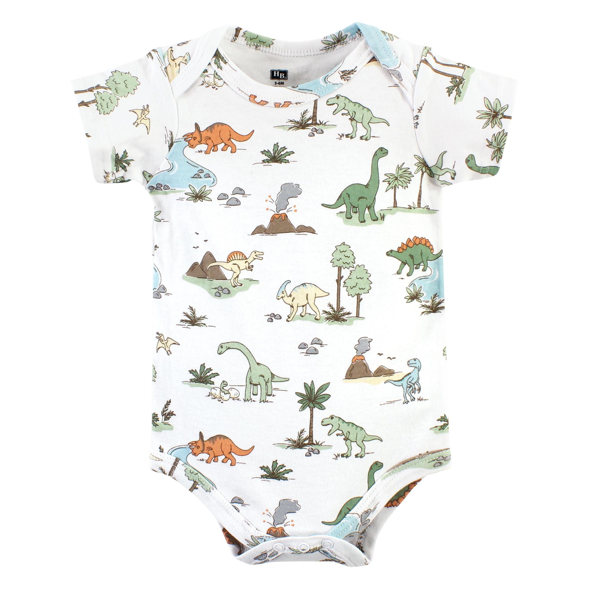 Hudson Baby Body unisex de algodón para bebé, dinosaurio, aventuras, paquete de 3, recién nacido, dinosaurio, aventuras de dinosaurio, paquete de 3 unidades para recién nacido, Dinosaur Adventures