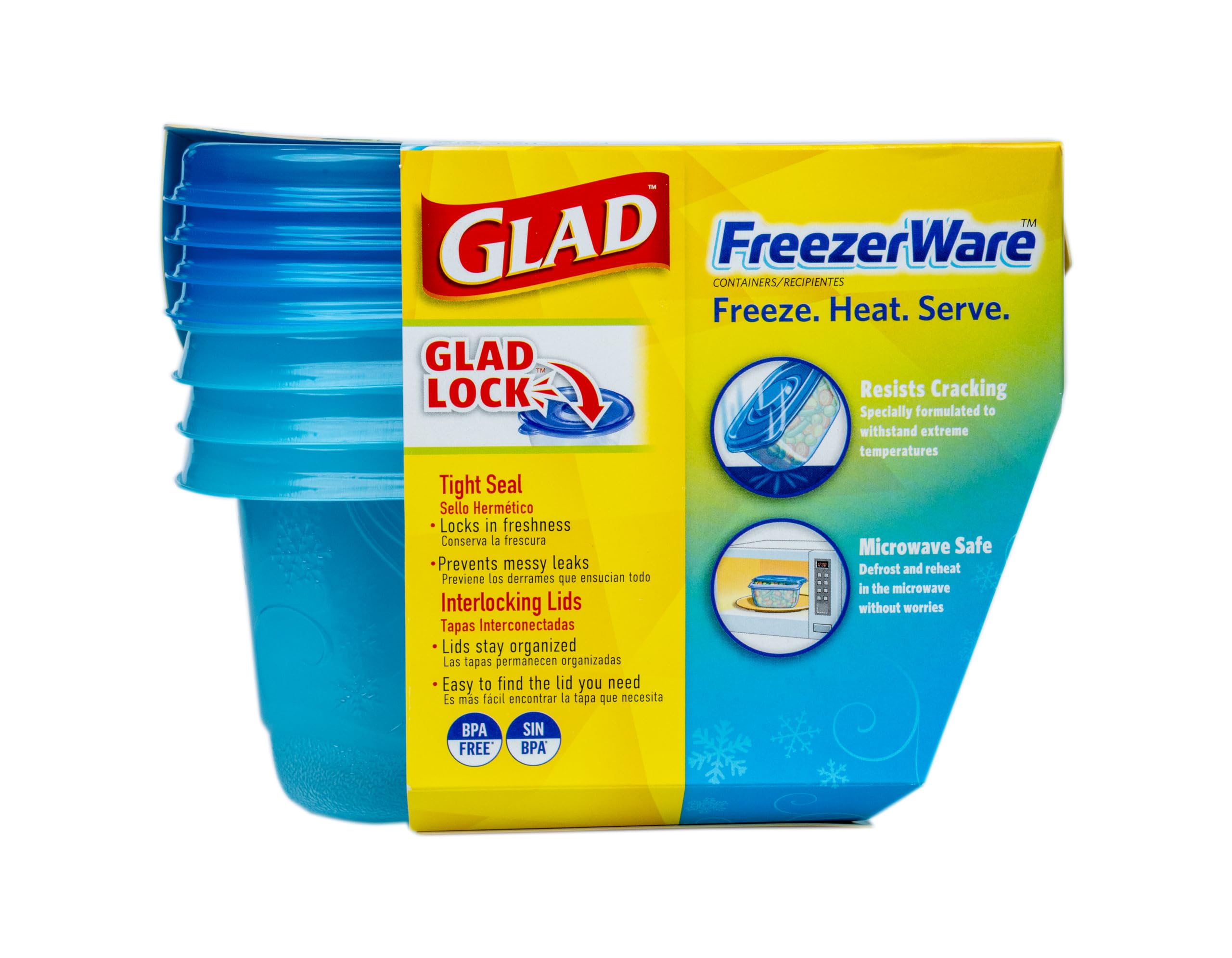 Glad ware Gefriergeschirr-Frischhaltedosen, kleine Frischhaltedosen, kleine Behälter in rechteckiger Form, für bis zu 680 ml Lebensmittel, 4 Stück, 6 Stück