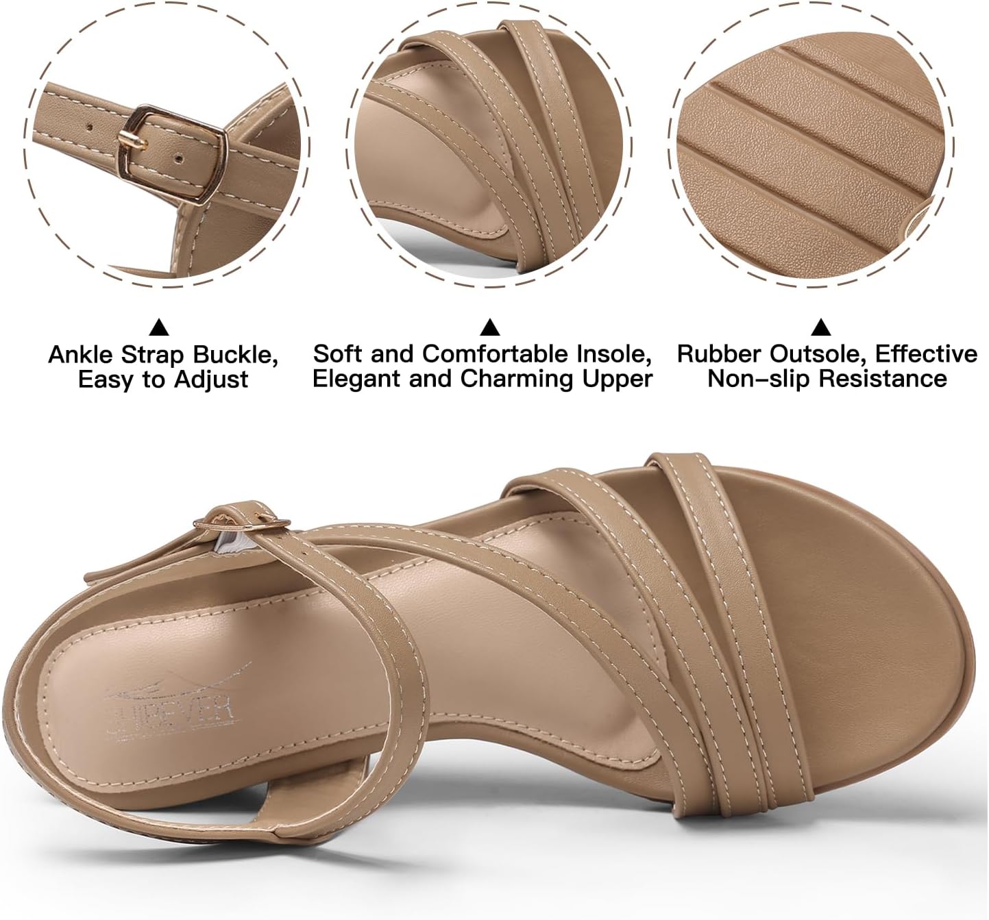 SHIBEVER Wedge Sandals for Women Dressy: Summer Low Wedges Womens Comfortable Open Toe Sandal - Image 3