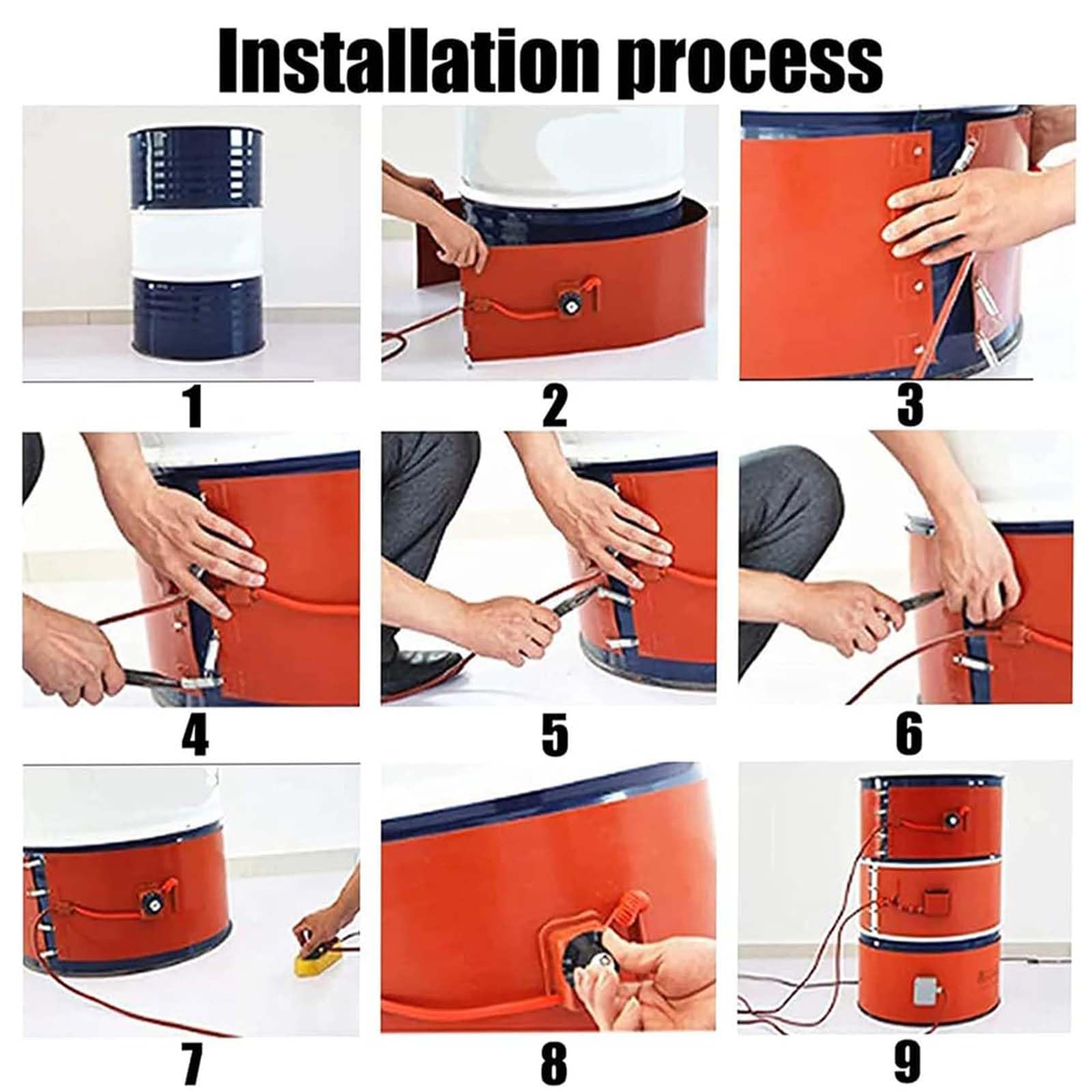 Riscaldatore Elettrico Industriale per Fusti, Fascia Riscaldante in Silicone con Termostato, Fusti per Olio e Miele, Protezione Antigelo/Condensa per Barili E Secchi,Digital Display,200L3000W