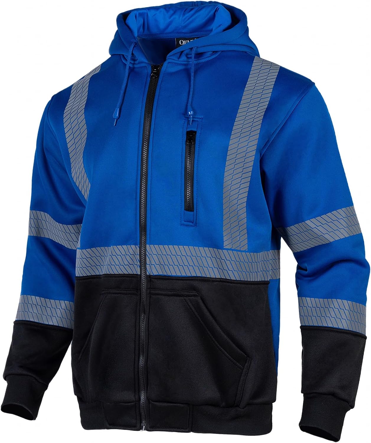 High Visibility Safety Sweatshirt ANSI Class 3 Reflective Work Fleece Hi Vis Hoodies Zipper Jacket