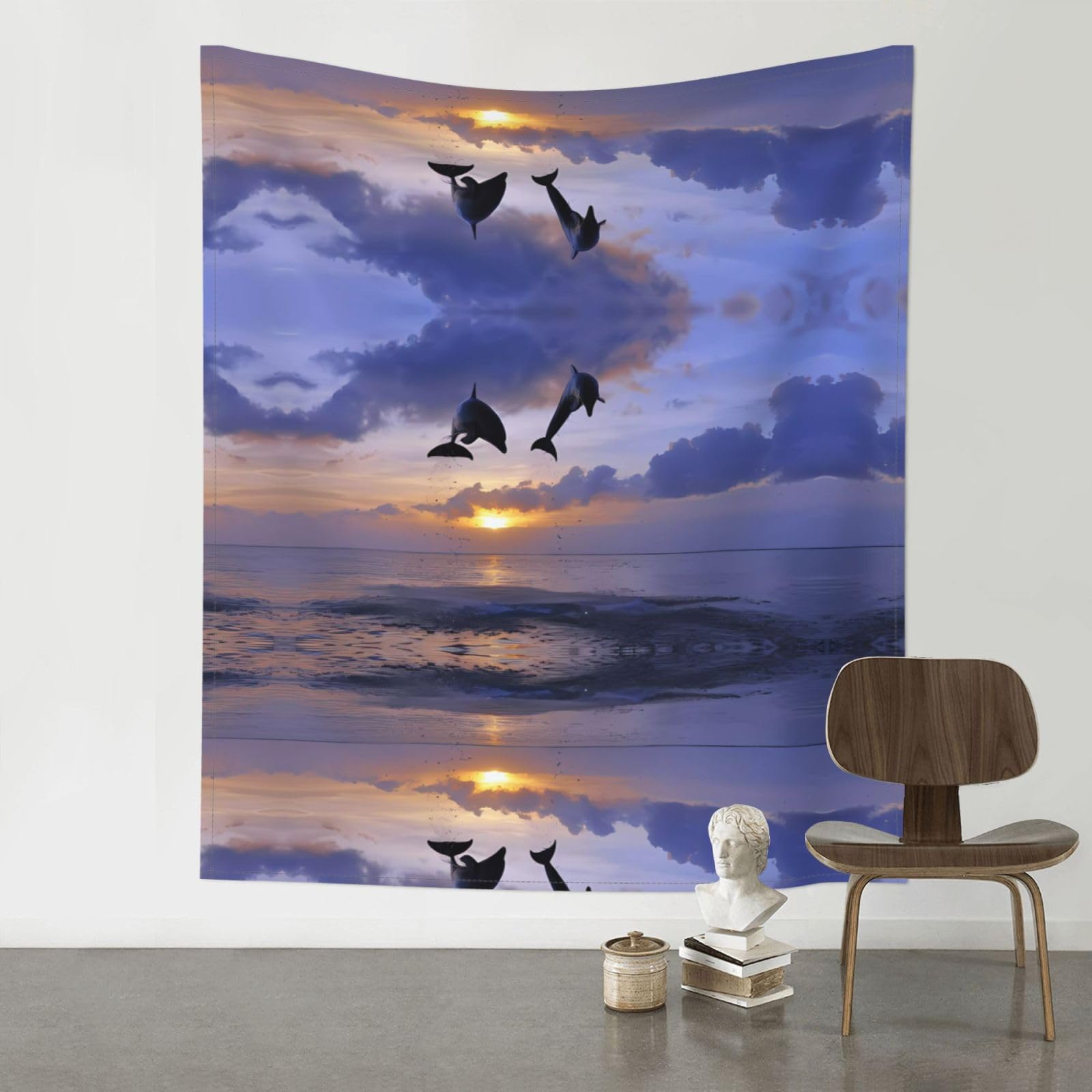WHJSSF Elegant dolphin Prints Wall Tapestry 60x51in - Boho Decor Throw for Bedroom, Dorm, Picnic & Outdoor Adventures