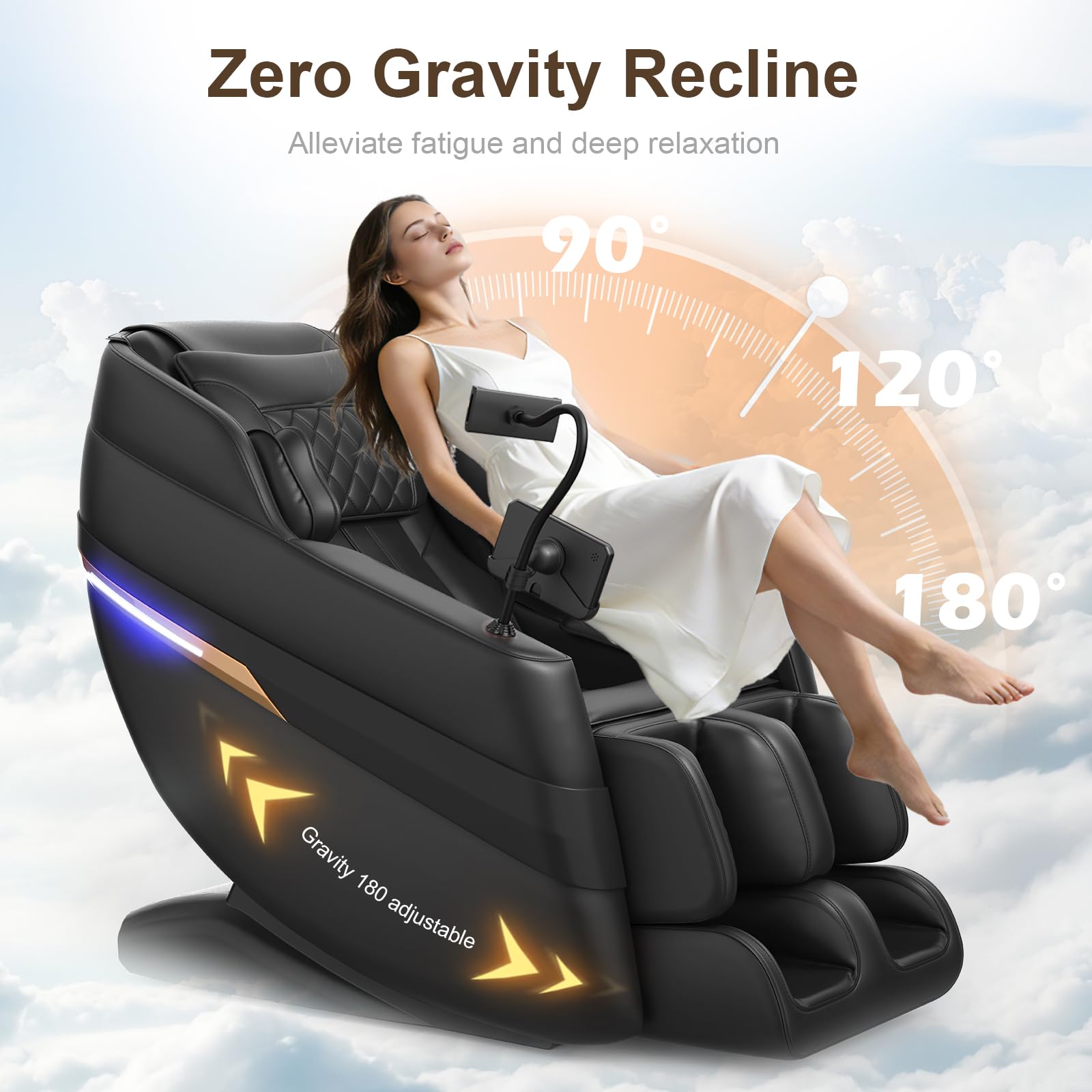 FURNIMAT Sillón de Masaje 3D, sillón de Masaje Corporal Completo SL-Track, 8 airbags, calefacción en piernas y Cintura, Control por Voz con IA y Altavoz Bluetooth, Gravedad Cero