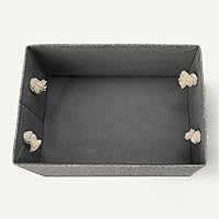 Vista 4 de Yaxa Basics Contenedores de almacenamiento plegables con asas de cuerda, color carbón, grandes, paquete de 3 lino