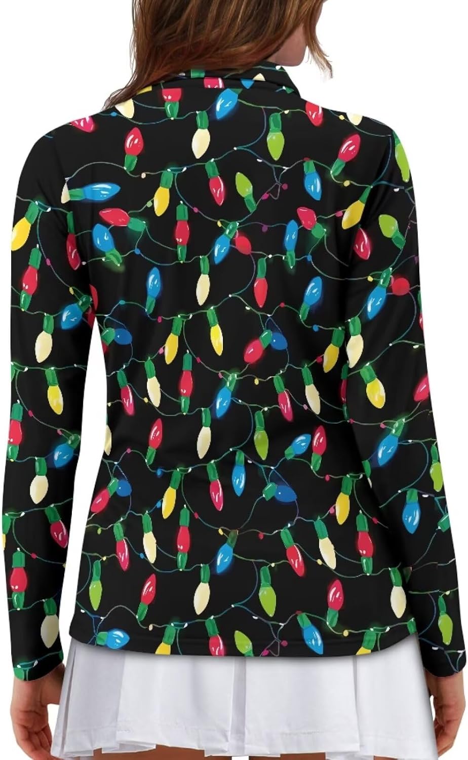 Golf Shirts for Women Long Sleeve Zip Up V-Neck Golf Tennis Shirt Womens Pullover Tops