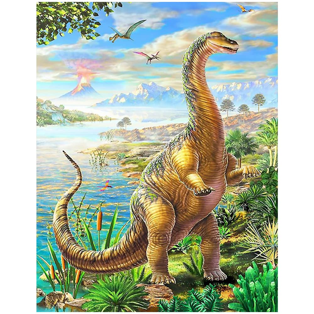 Diamond Painting Quadrato 40x50 Cm Dinosauro Per Adulti E Bambini, Kit Completo Mosaico 5D Fai Da Te Con Diamantini Quadrati