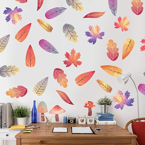 Chromantics - Juego de adhesivos decorativos para pared, diseño de hojas de otoño