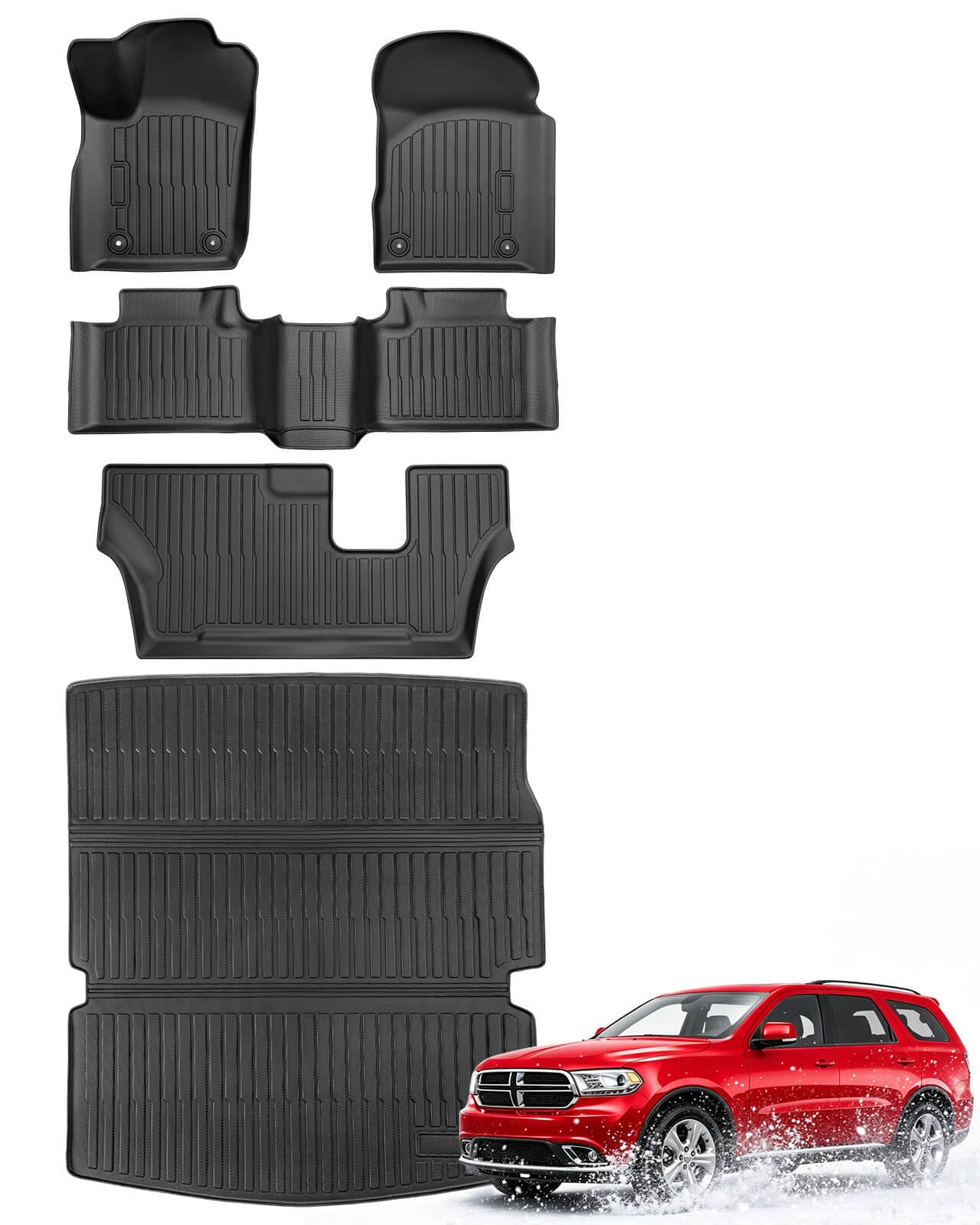 Car Floor Mats for Dodge Durango 2011-2015 7 Seats, Black
