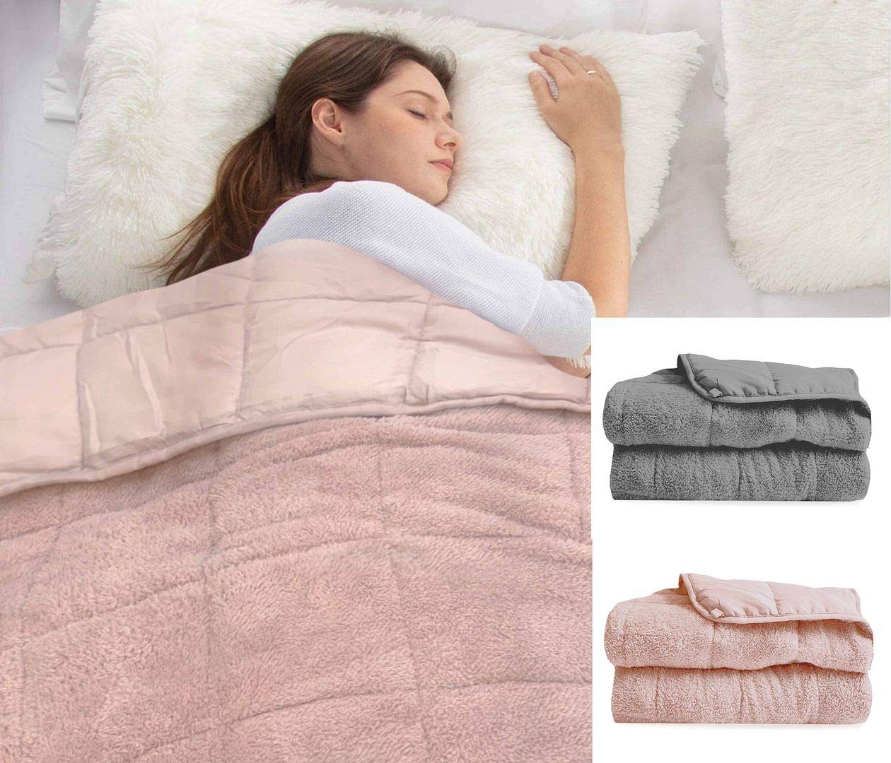 Huggy Weighted Blanket / 104x153cms / 7lbs / Pink/Warm and Cosy Teddy Fleece Fabric/Anxiet...