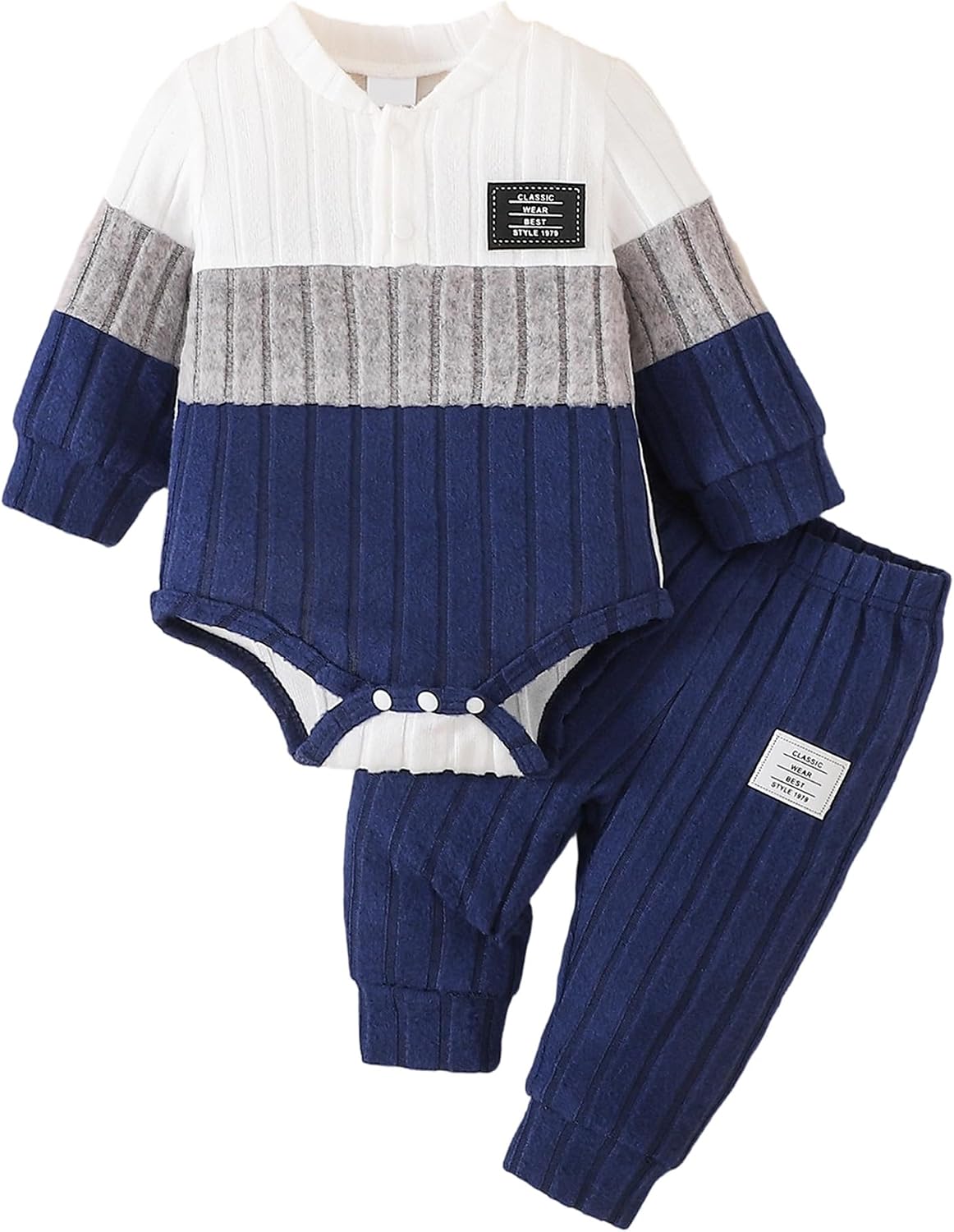 Newborn Baby Boy Clothes Boy Outfit Infant Romper Winter Fall Long Sleeves Pants Set Hat 3PC