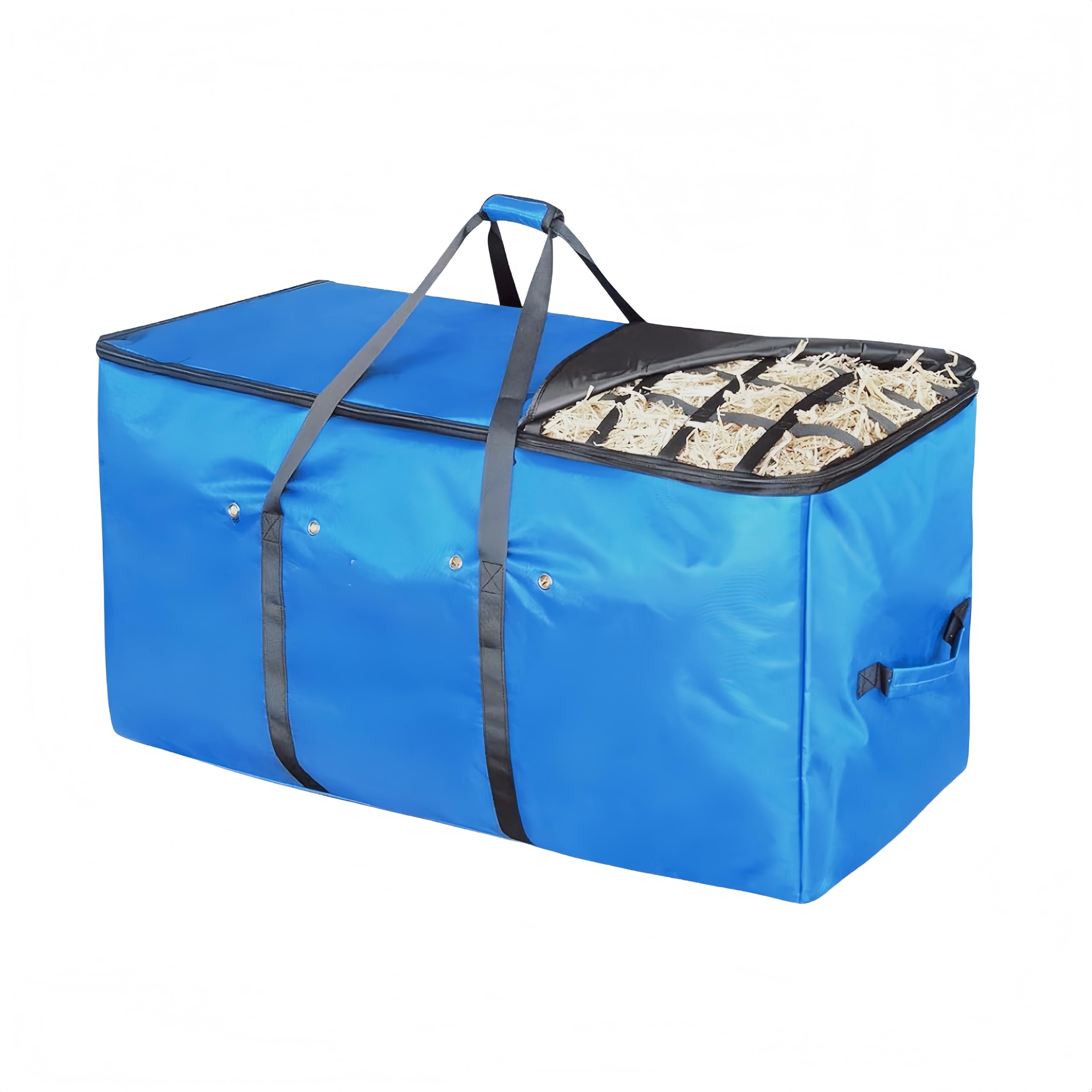 Extra Großer Heuballen Aufbewahrungssack (112x55x45cm) aus Strapazierfähigem Oxford, Tragbarer Heubeutel für Pferde, Ziegen & Rinder als Heufutterautomat für Stall & Transport