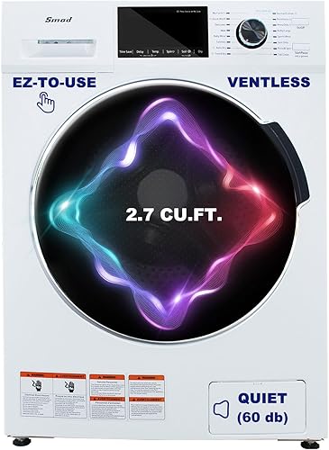 Combo de lavadora y secadora de carga frontal 2 en 1 de 24 pulgadas, 2.7 pies cúbicos. Lavadora secadora todo en uno sin ventilación para