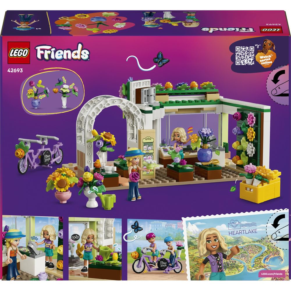 LEGO Friends Kreatywna kwiaciarnia 42693 | Kwiaciarnia, zabawa w sklep, prezent dla dziewczynki i chłopca 7+, 377 elementów