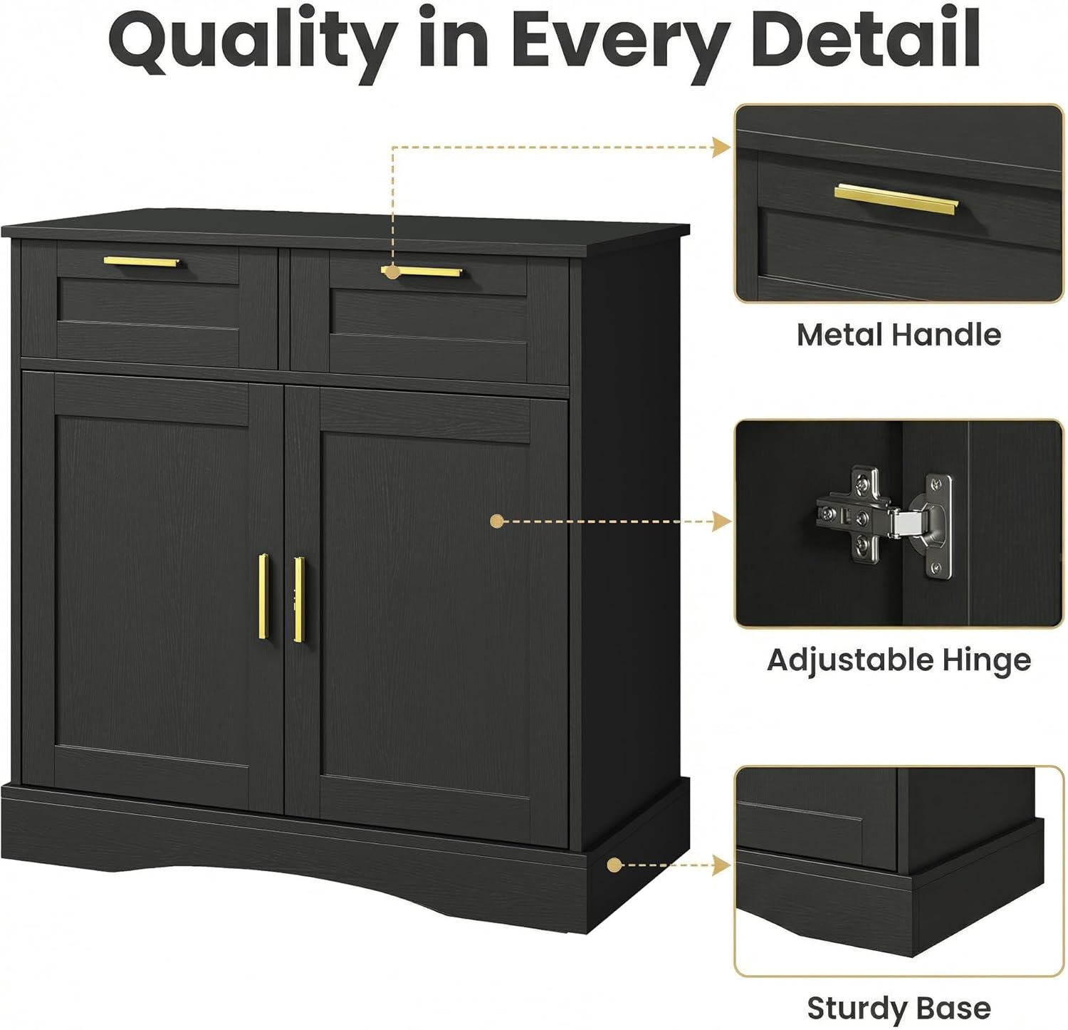 20-29 Gallon Fish Tank Stand with Storage Cabinet, Aquarium Cabinet with 2 Drawers for Fish Tank Accessories Storage, 29 Gallon Aquarium Stand, 30.71''L x 15.75''W Tabletop, Black PTBX01BK