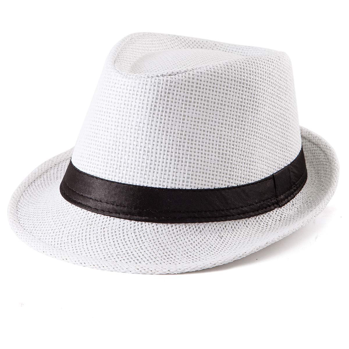LADYBRO Straw Trilby Fedora Hat for Men Women 1920s Wool Felt Panama 7 1/4