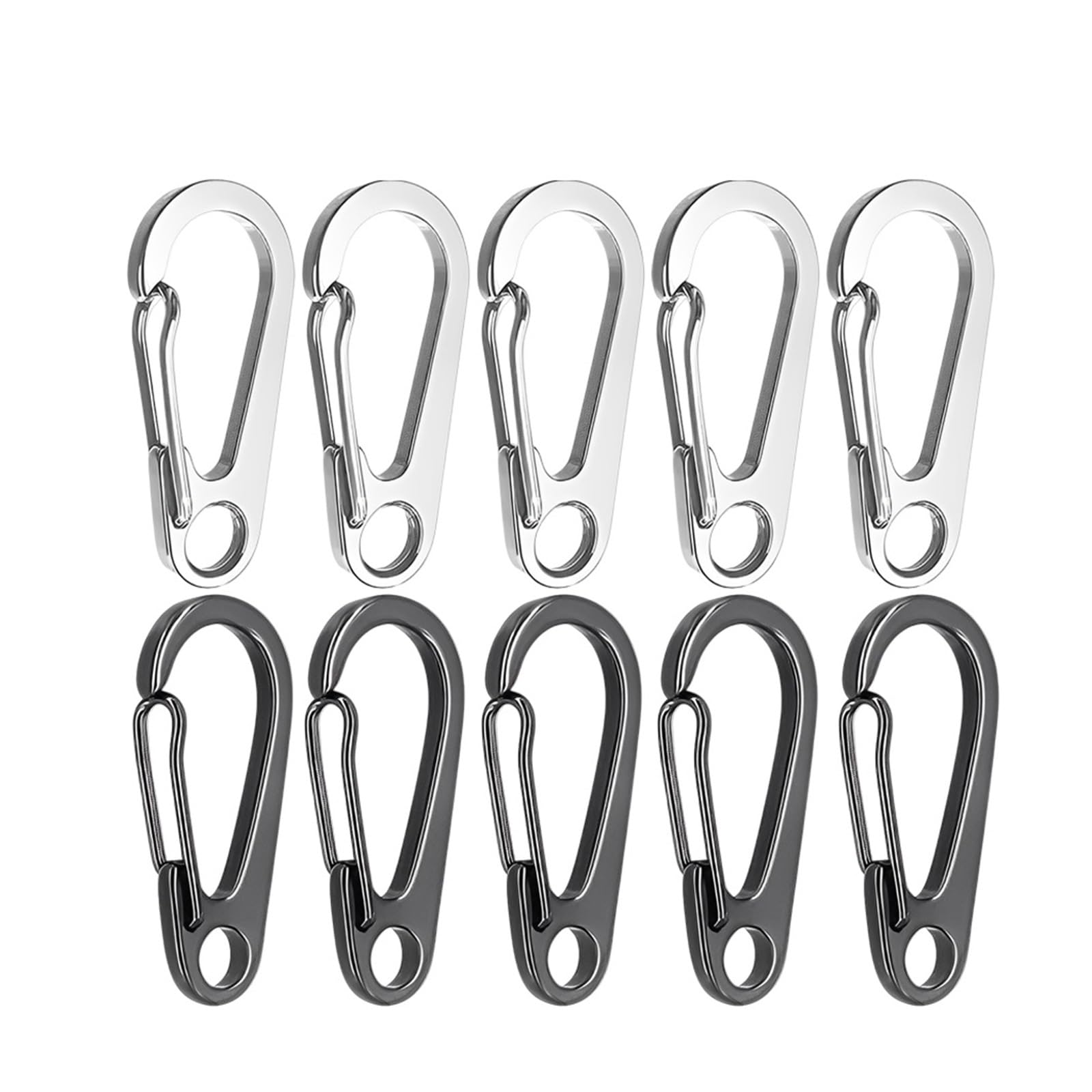 Spring Snap Hooks Connector, Multicolor Alloy Mini Snap Hook Keychain for Outdoor Use(Silver Gray(10pcs))