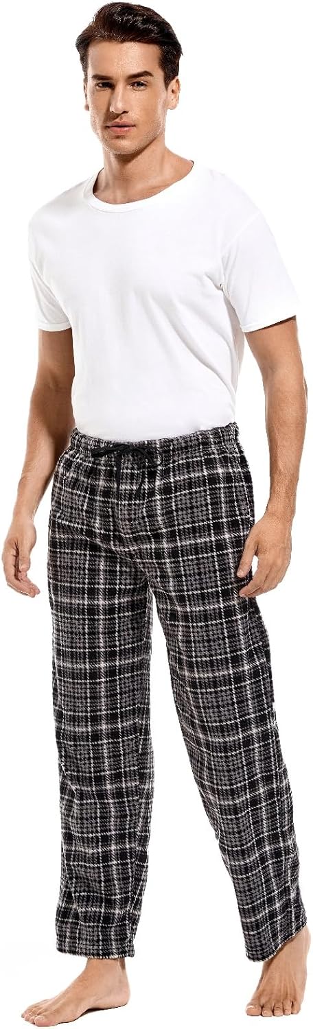 DG Hill 1Pack or 3Pack Mens PJ Pajama Pants Bottoms Fleece Lounge Pants Sleepwear Plaid PJs with Pockets Microfleece - Image 6