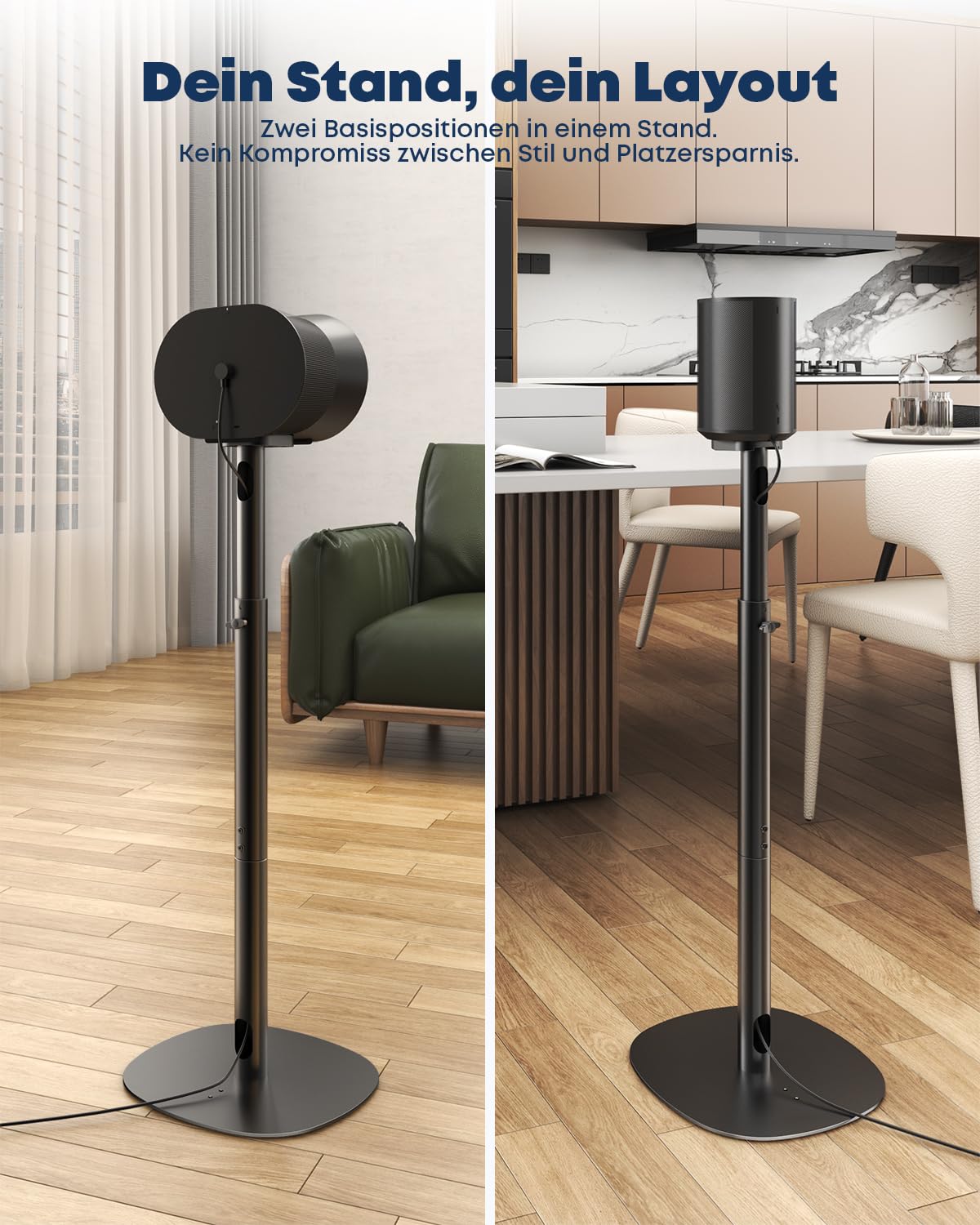 2er Set Lautsprecherständer kompatibel mit Sonos Era 100 SL, Era 100 & Era 300, höhenverstellbar 74–99 cm, stabile Metall Boxenständer mit Kabelmanagement, für Wohnzimmer & Heimkino
