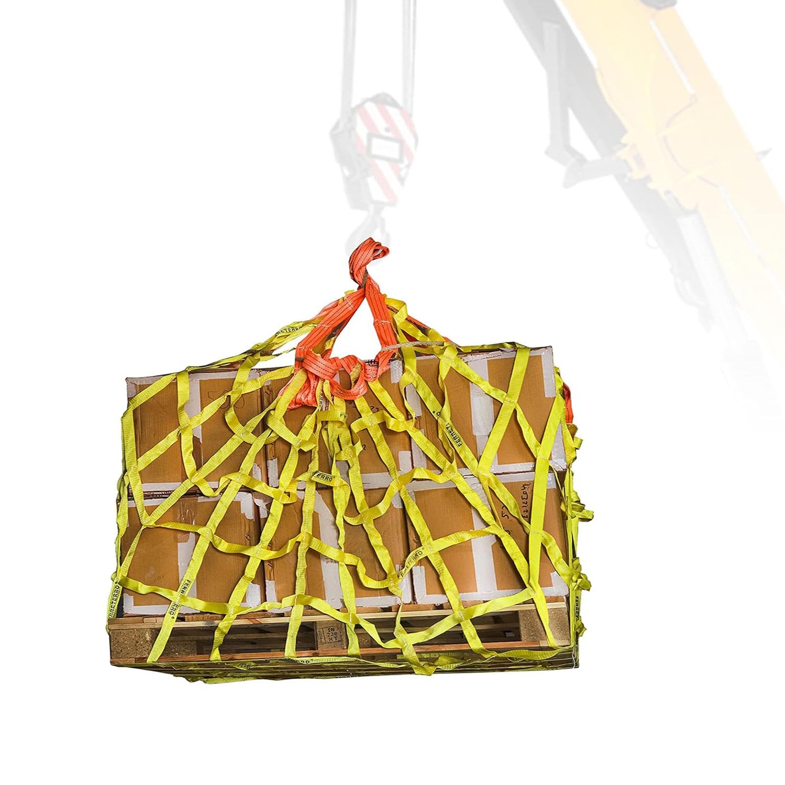 Filet de chargement pour plateau de camion avec élingue plate pour éviter les chutes