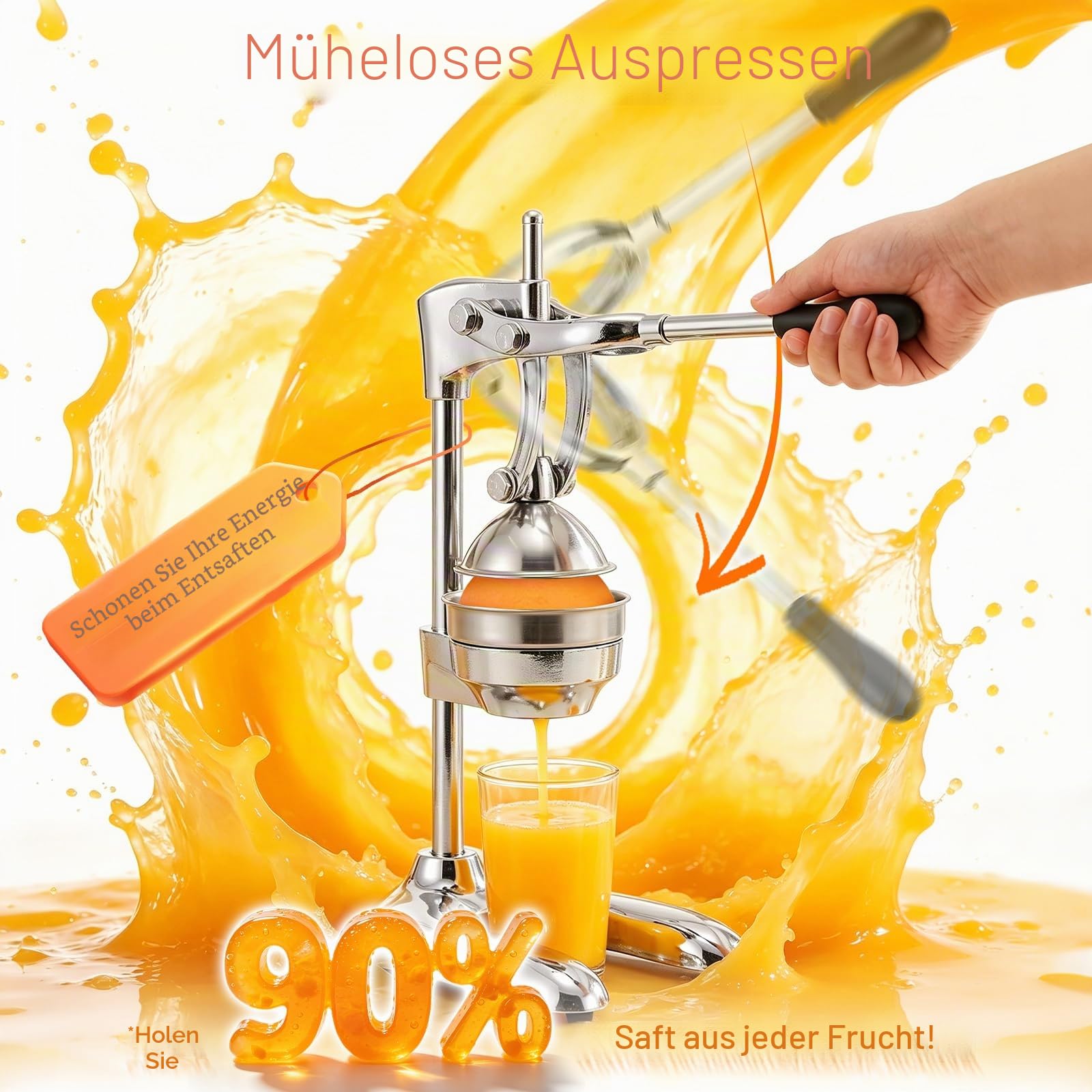Moongiantgo Dual-Mode Gewerblicher Saftpresse Manuell, Professionelle Zitronenpresse mit Müheloser Hebelarm, Ergonomische Orange Granatapfel Limette Wassermelone Frucht Handpresse | Gewerblicher Saftpresse Manuell mit Müheloser Hebelarm, Ergonomische für