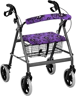 Haunted Mansion Rollator Walker Seat and Backrest Covers with Elastic Band Adjustable Durable Rollator Walker Accessories Seat Cover Set of 2 for Senior Halloween Decorations