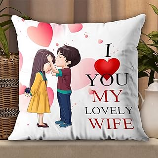 Romantic Gift Cushion for Wife with Love Quote – Cushion Cover(12x12 Inch) with Cushion for Wife – Birthday, Anniversary, Valentine Gift for Wife