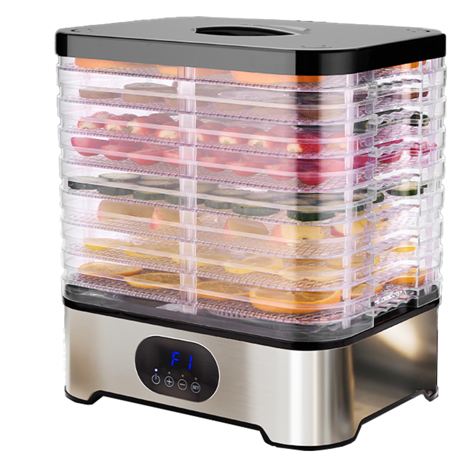 Deshidratador alimentario 400 W, 8 bandejas ajustables, 42 – 70 °C, temporizador 72 H | Sin BPA,Silencioso y Compacto,Deshidratador de alimentos para frutas, verduras, hierbas y carne