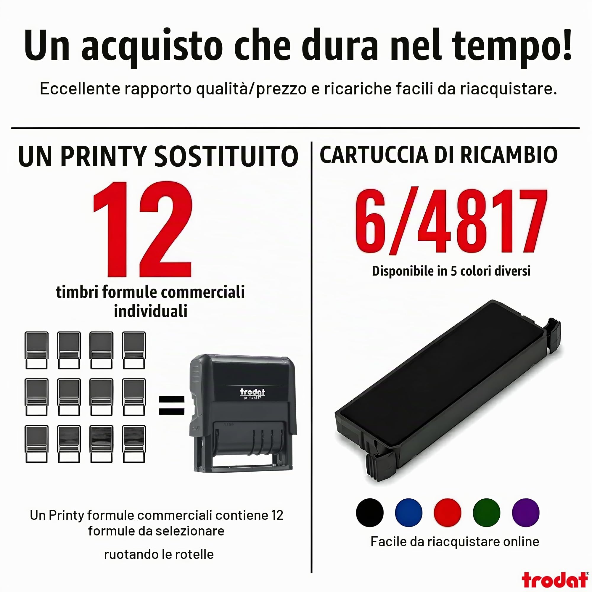 Trodat TS-120243 Printy 4817 - Timbro autoinchiostrante con datario, colore: nero