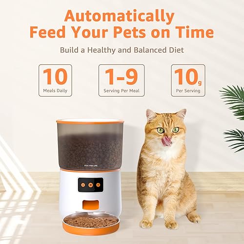 Miniatura 3 de Comedero automático para gatos con WiFi, alimentador inteligente para mascotas de 4 litros con control de aplicación, dispensador automático de