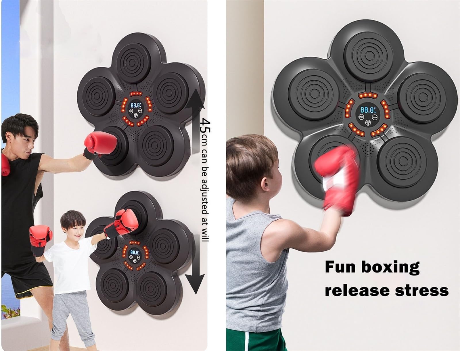 Macchina da boxe musicale intelligente aggiornata, attrezzatura elettronica for pugilato for allenamento di boxe, borsa da boxe musicale intelligente for la casa con connessione Bluetooth Bersaglio di