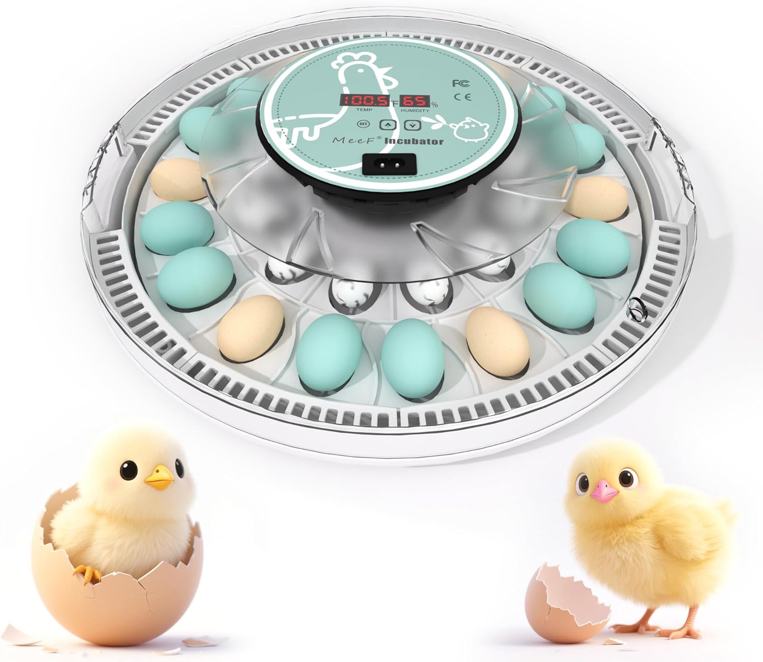 MeeF incubators for Hatching Eggs,Automatic 30 Eggs Incubator with Automatic Turner and Humidity Control, can Hatch Duck Eggs, Pigeon Eggs, Bird Eggs,Quail Eggs and 15 Goose Eggs