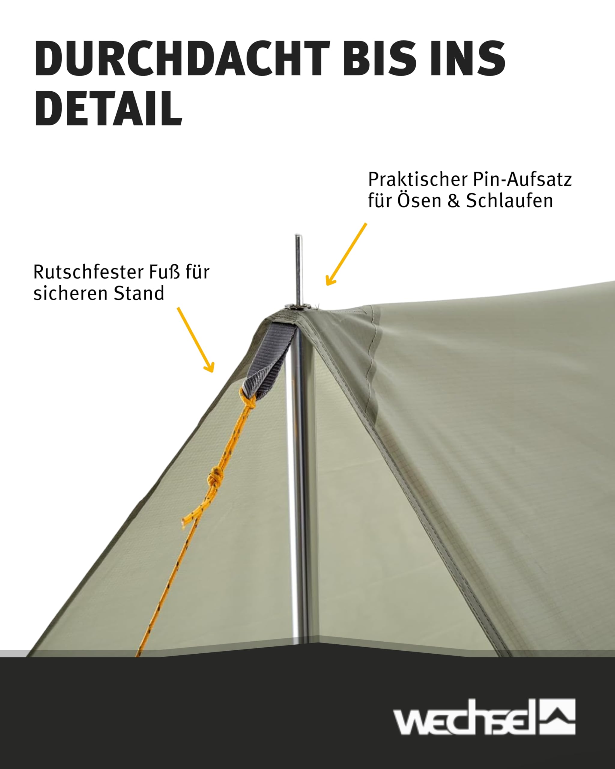 Wechsel Tarp Pole Vario I 180-210 cm Länge & 22 mm Durchmesser I Aufstellstange für Wings & Tarps I verstellbare Tarpstange aus Alu 6061-T9 I leicht & stabil I Zubehör für Outdoor-Abenteuer
