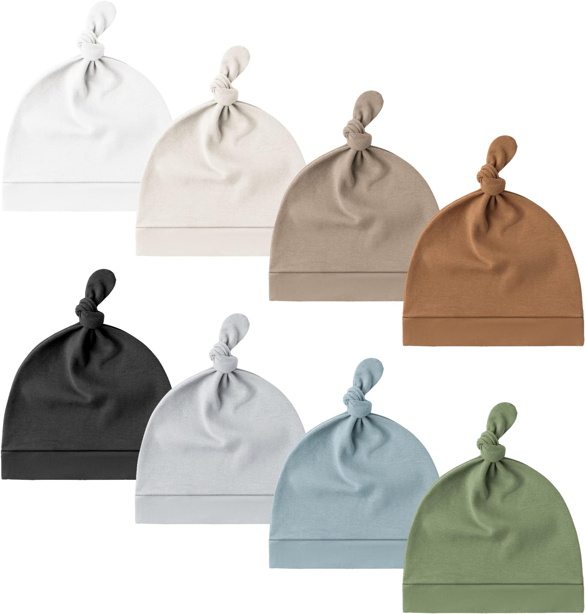 Konssy 8 Pack Baby Newborn Hats Set Knot Beanie Hats Soft for Infant Baby Girls Boys Caps 0-6 Months