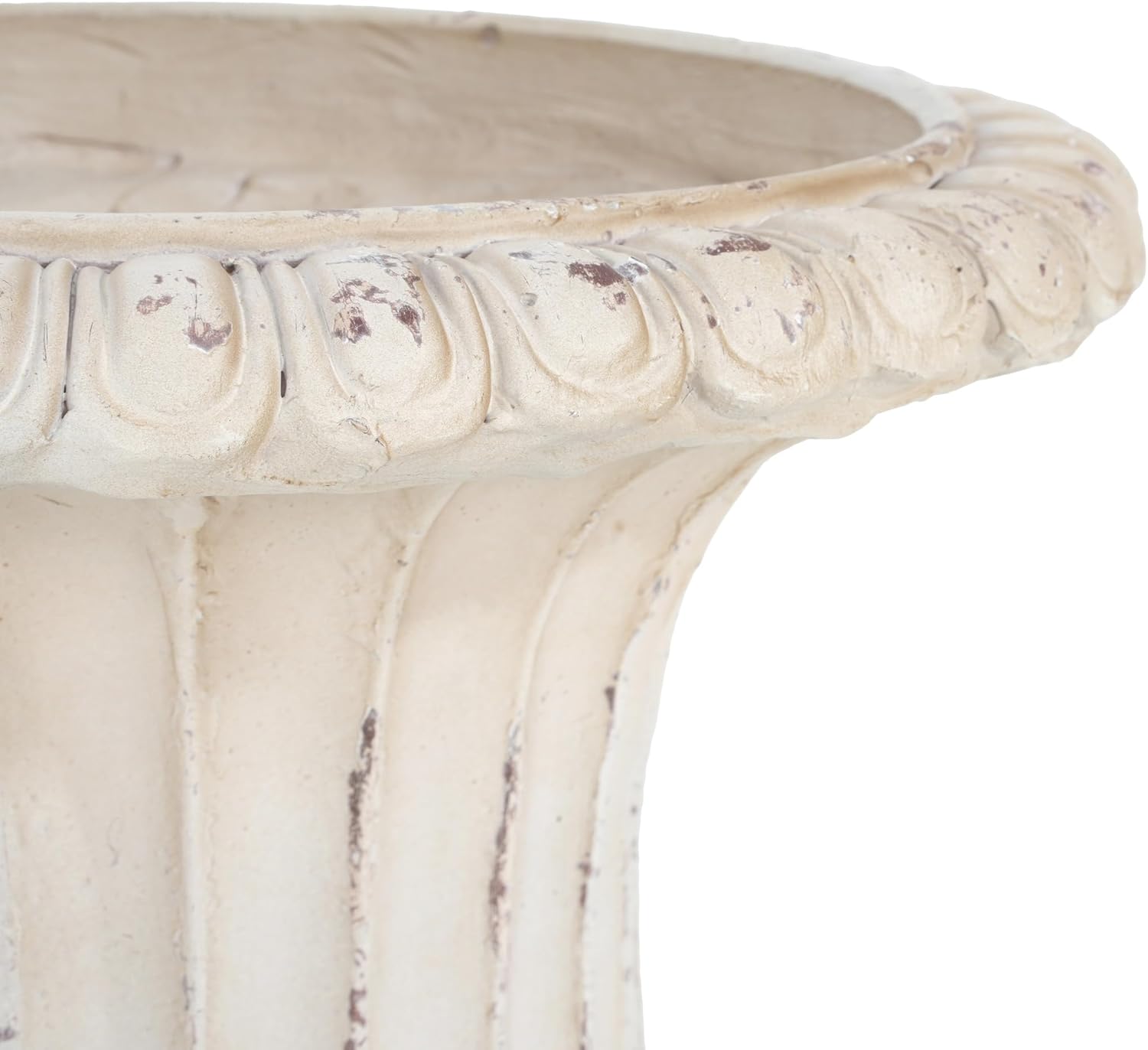 Antique White Outdoor Urn Planter, 19.25" Tall Pedestal Planters for Outdoor Plants, Hand-Painted MGO Garden Urn Flower Pot with Drainage Hole for Patio, Porch, or Garden Décor