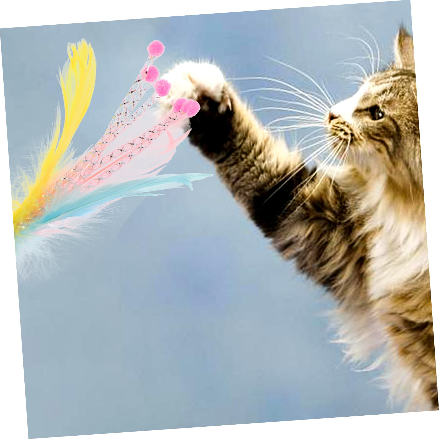 Kisangel 24pièces Jouets à Canne Multifonction pour Chats Remplacements De Plumes Interactives pour Jouets à Filer Teaser