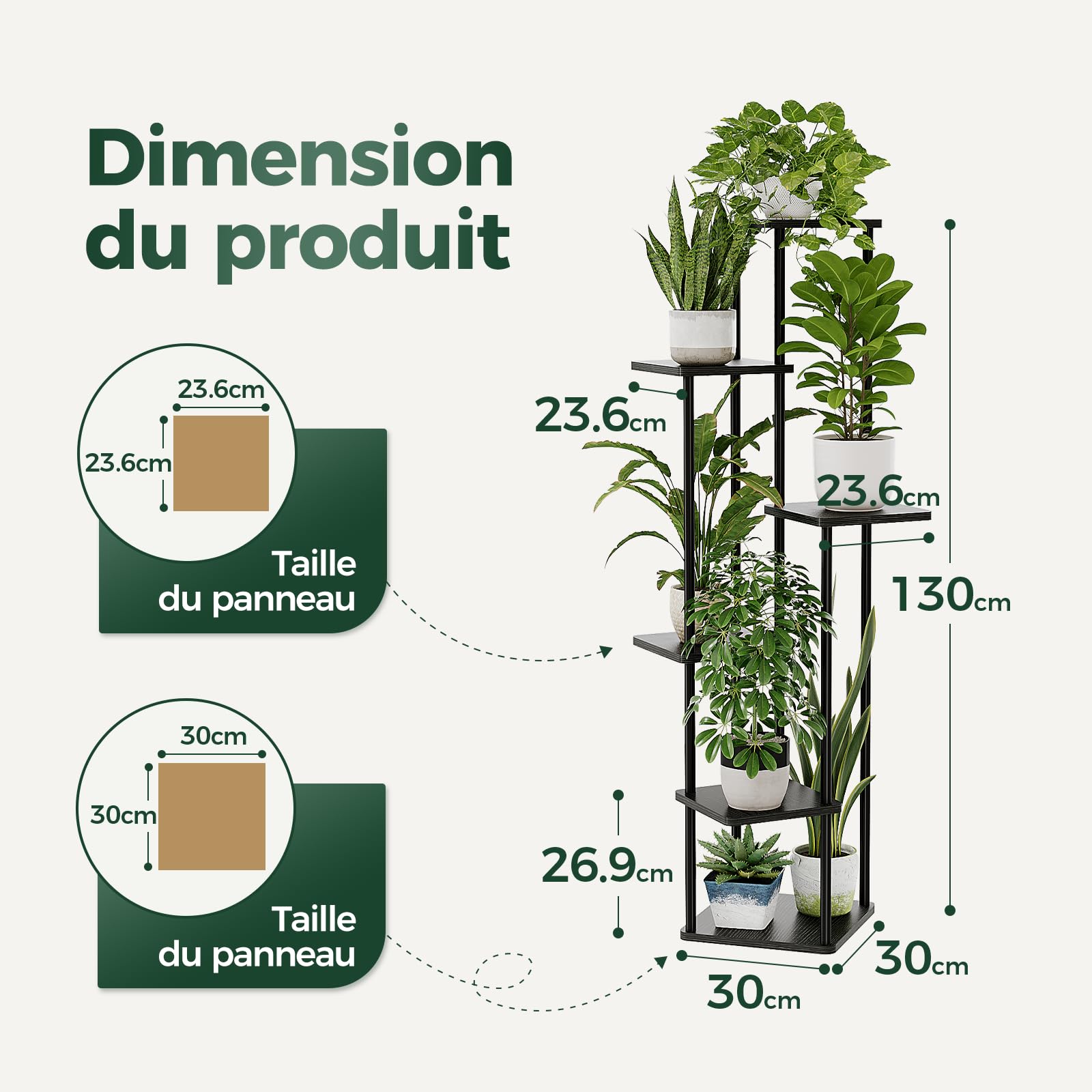 Support D'angle Pour Plantes D'intérieur - 2 étages En Métal Noir, Design épuré Pour Salon Et Chambre - 7