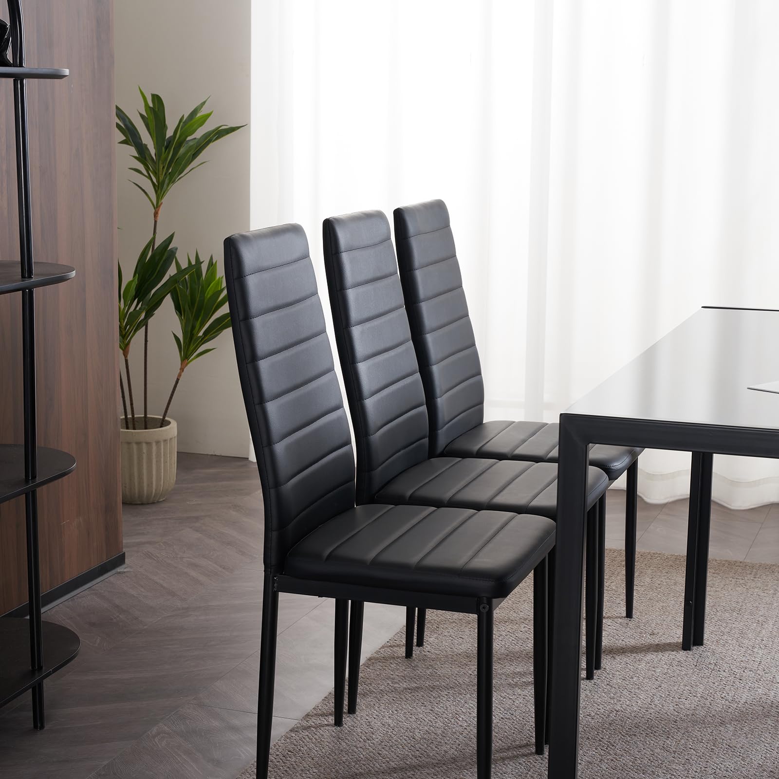 LEADZM küchenstühle 6er Set Esszimmerstühle mit hoher Rückenlehne wasserdicht für Esszimmer & Küche Esszimmerstuhl Stühle 120kg (Schwarz, 6er Set)