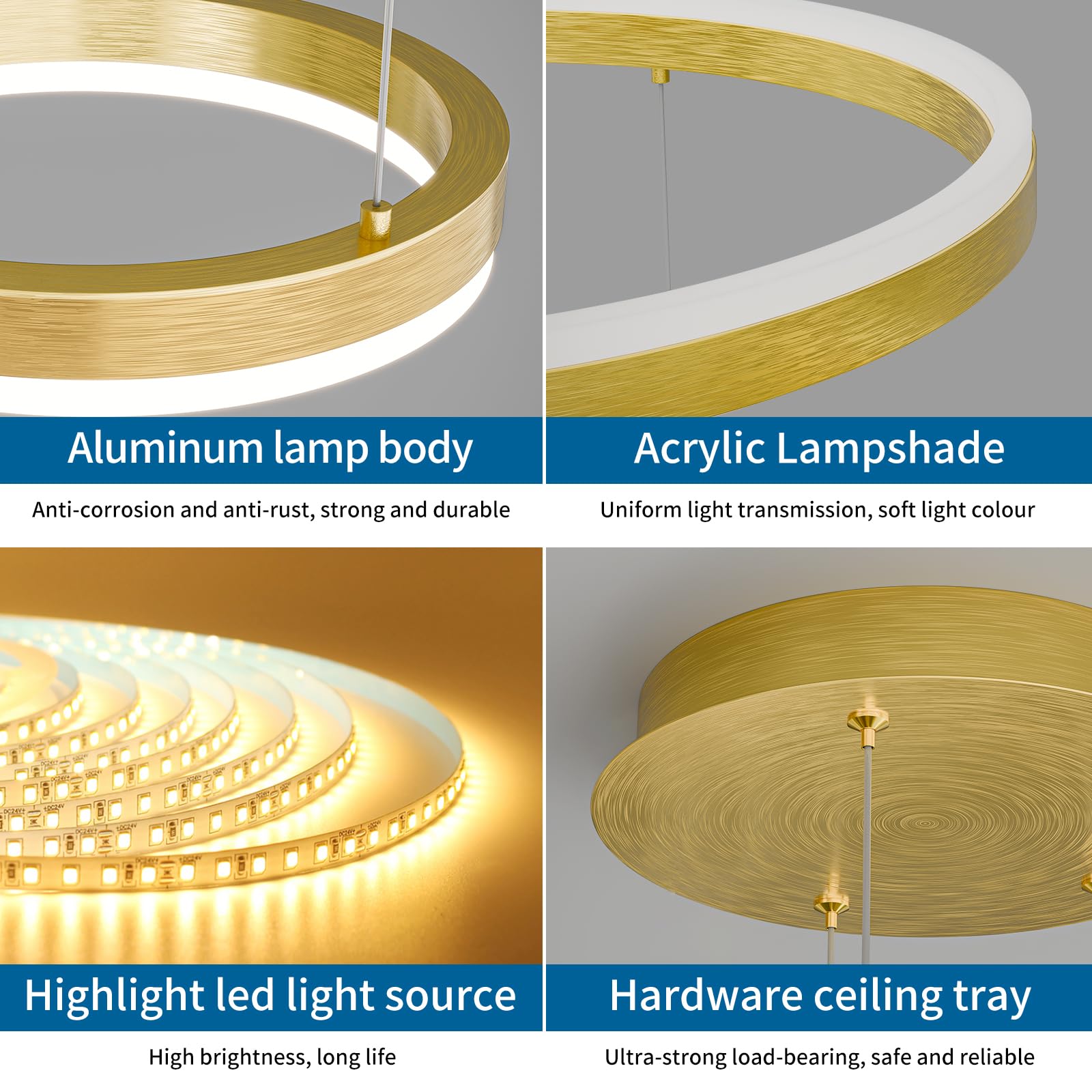 Mikeru Lampadario LED Oro 40cm, Lampada Sospensione Lineare 3000k/4500k/6500k Telecomando dal 10% al 100% Lampadario LED Soffitto Moderno Nero con Funzione di Memoria per Camere da Letto
