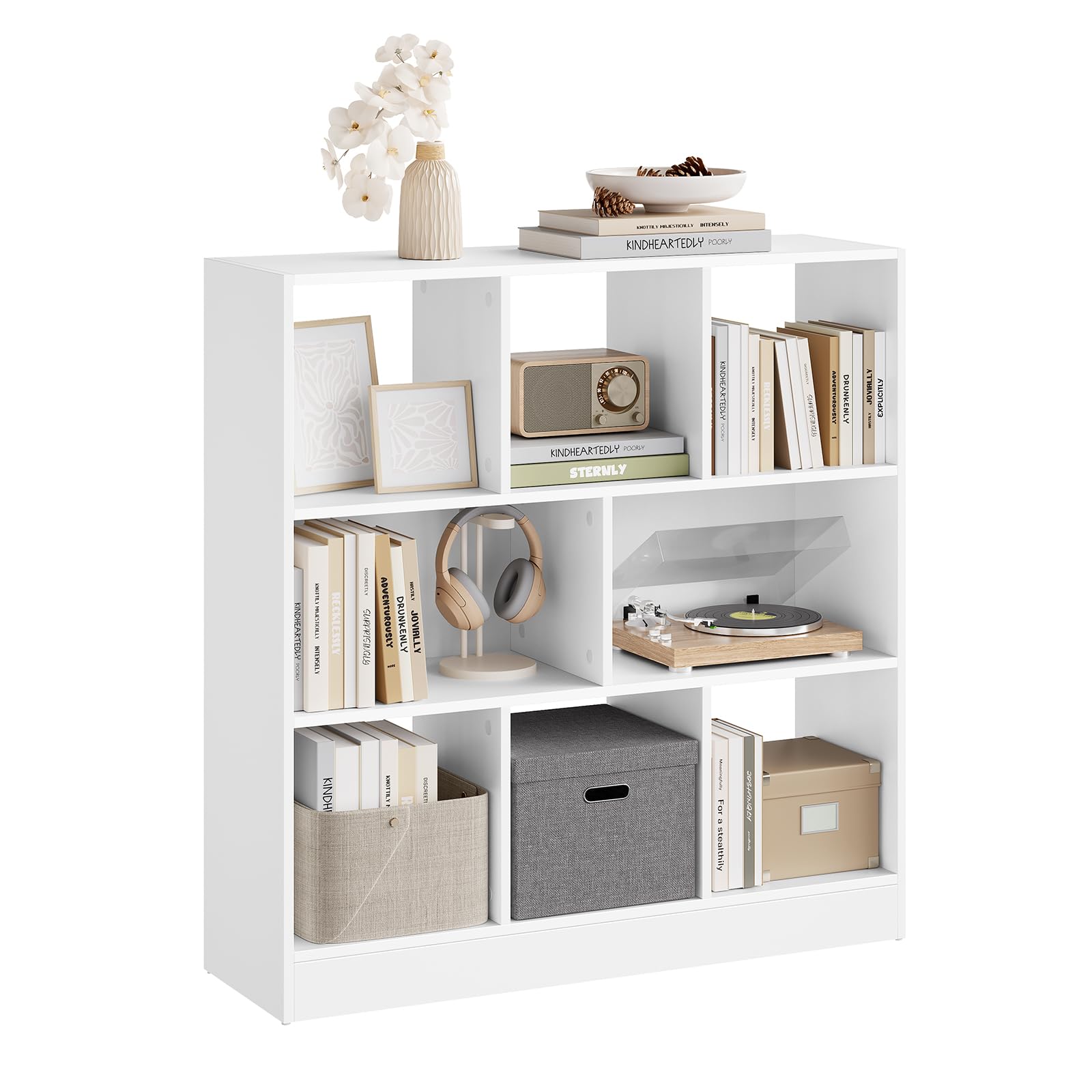 WOLTU Bücherregal Raumteiler Regal Bücherschrank Standregal Lageregal Aufbewahrungregal mit 8 Fächern Aktenregal für Wohnzimmer, Kinderzimmer und Büro, Weiß SK021ws