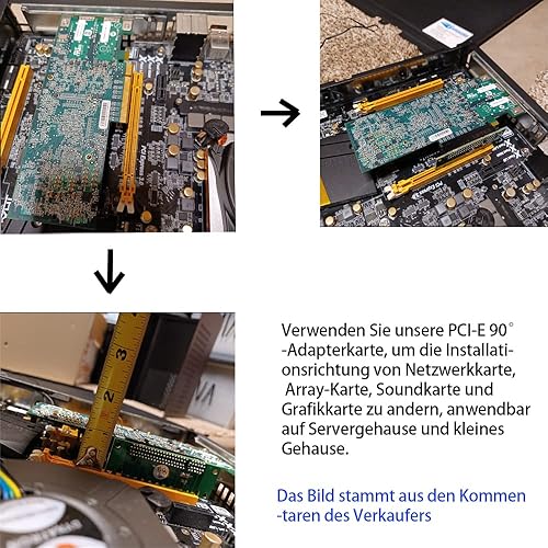 Miniatura 3 de WLGQ PCI-E 8X macho a hembra tarjeta vertical PCI-E 8X izquierda adaptador de 90 grados, adecuado para servidor, escritorio, transferencia de