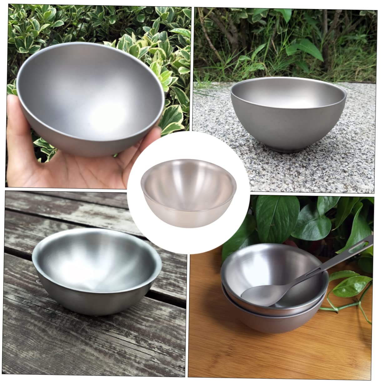 GALPADA Portable Titanium Double Bowl Easy-clean Design for Outdoor Adventures Camping and Hiking
